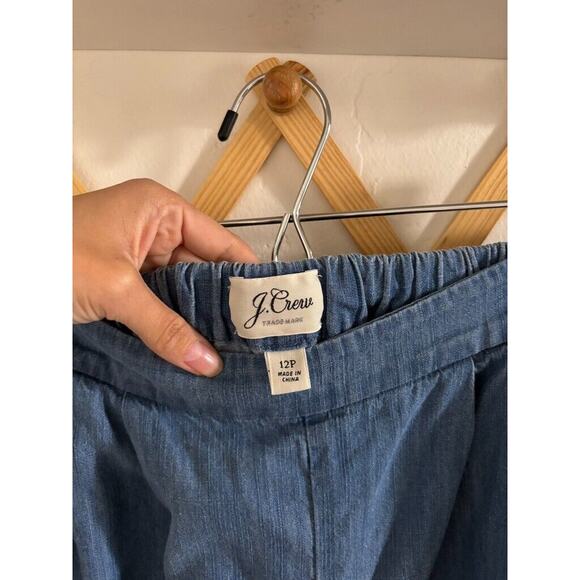 J. Crew Pants Women's 12 Petite Wide Leg Crop Chambray Blue Relax Fit High Rise - Picture 5 of 9